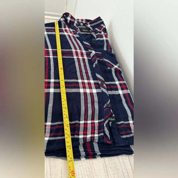Rails Rayon Flannel Boxy Dolman Sleeve Button Up Shirt Navy Red Size Medium - Picture 4 of 7